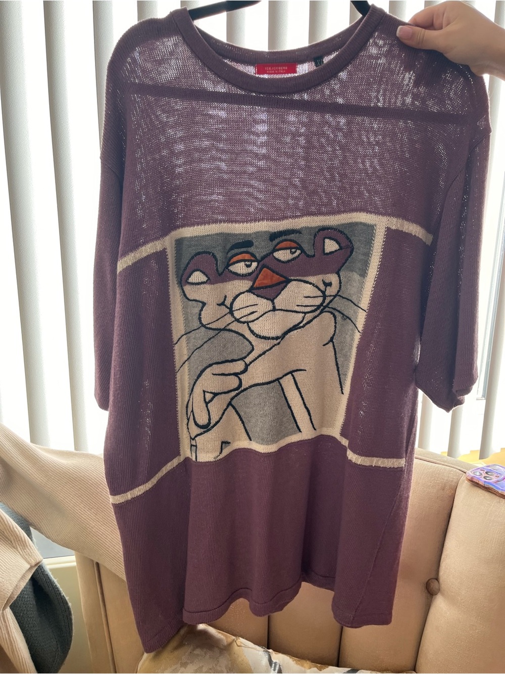 Iceberg Purple Pink Panther Graphic Knit Top